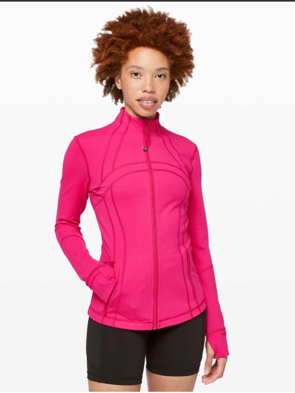 Lululemon Define Jacket Fuchsia Calypso Pink Size 8 Thumbholes Excellent